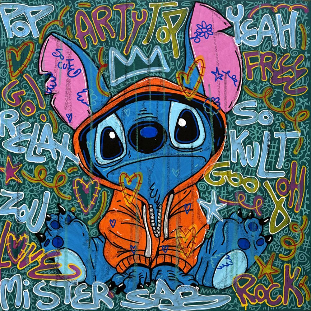Tableau de RICO SAB a pour titre  SO KULT STITCH style graphique dim : RICO SABprix:600