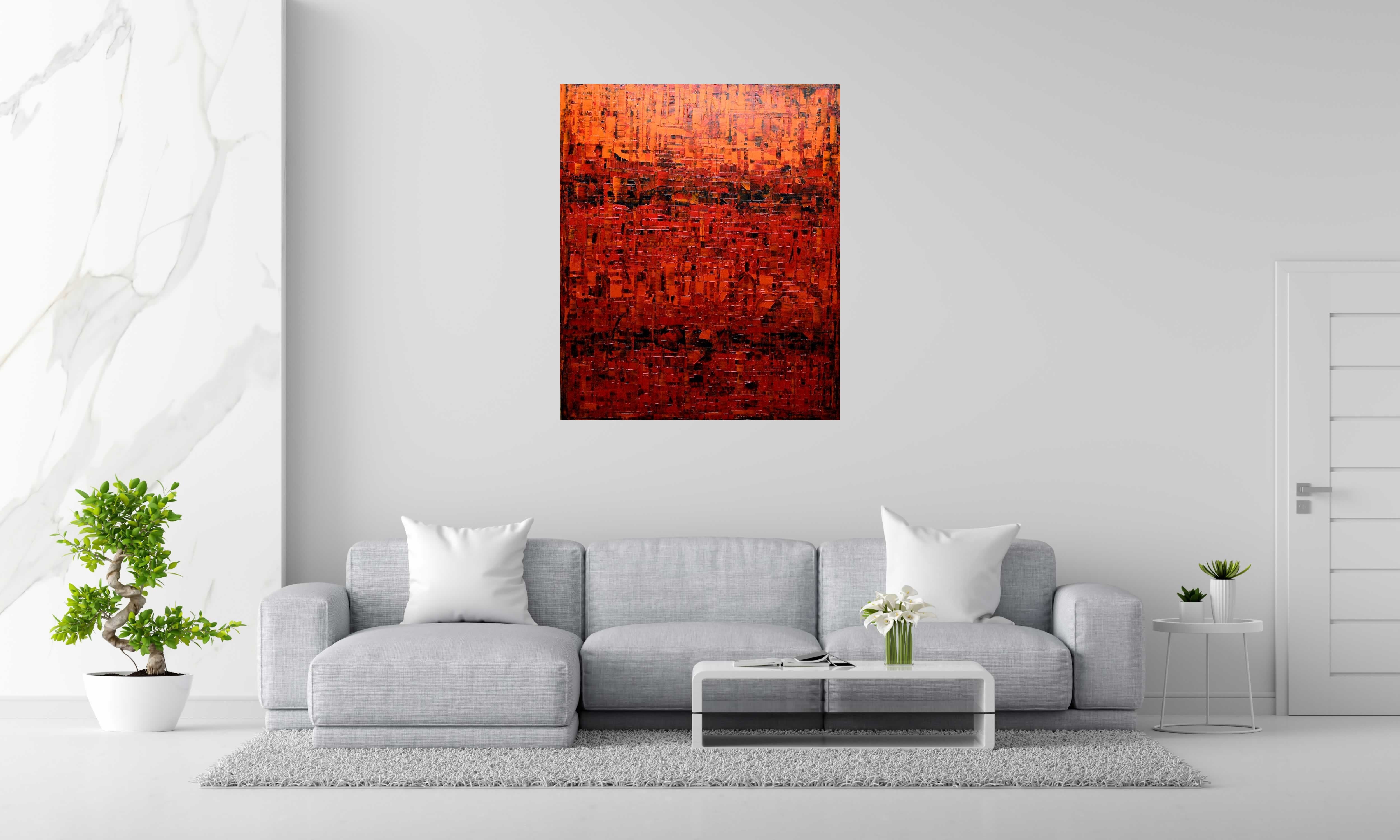 Toile PEINTURE 12-2020-122 de ALAIN BECANNE dans un intérieur – 120 × 100 cm