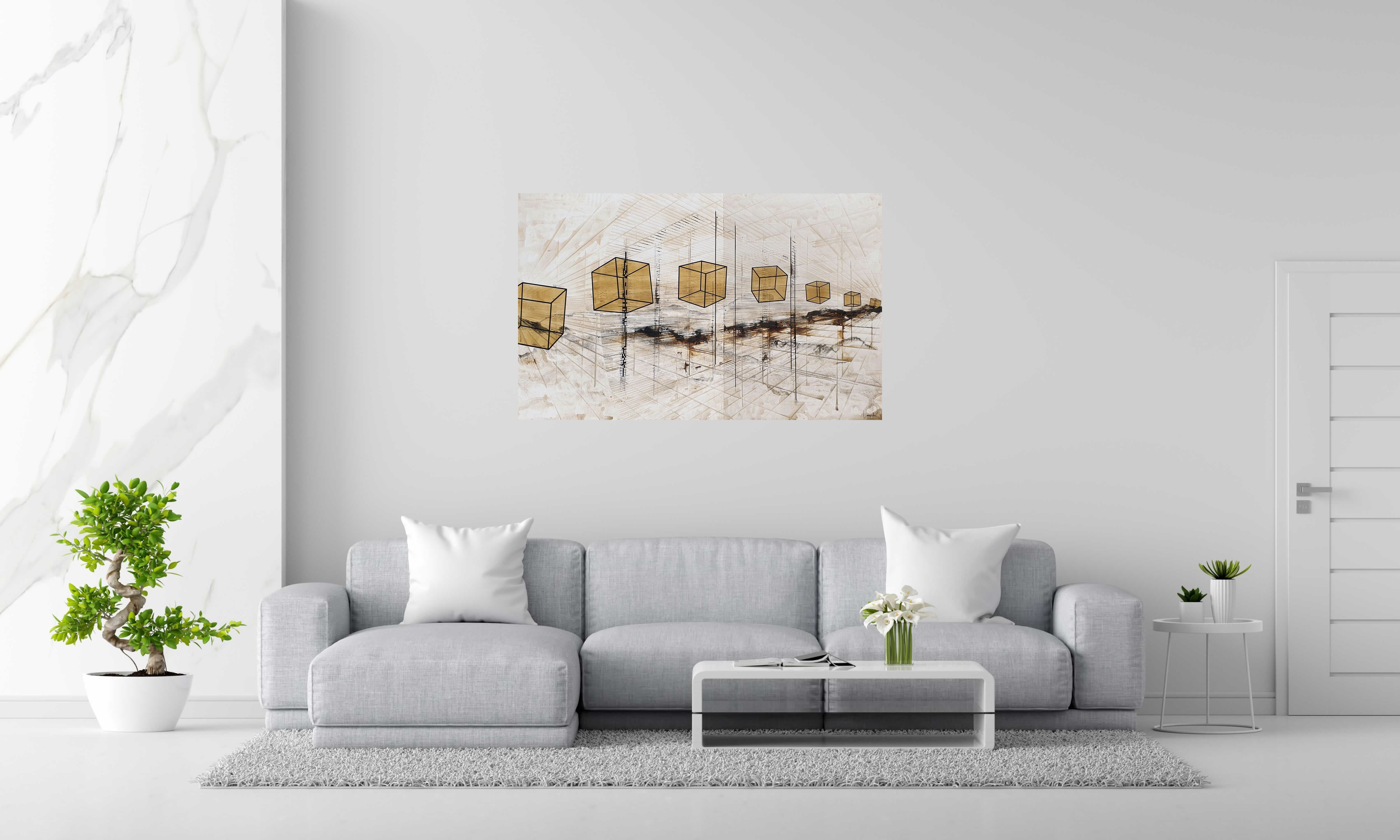 Toile CHAIN de LUDOVIC MERCHER dans un intérieur – 130 × 81 cm