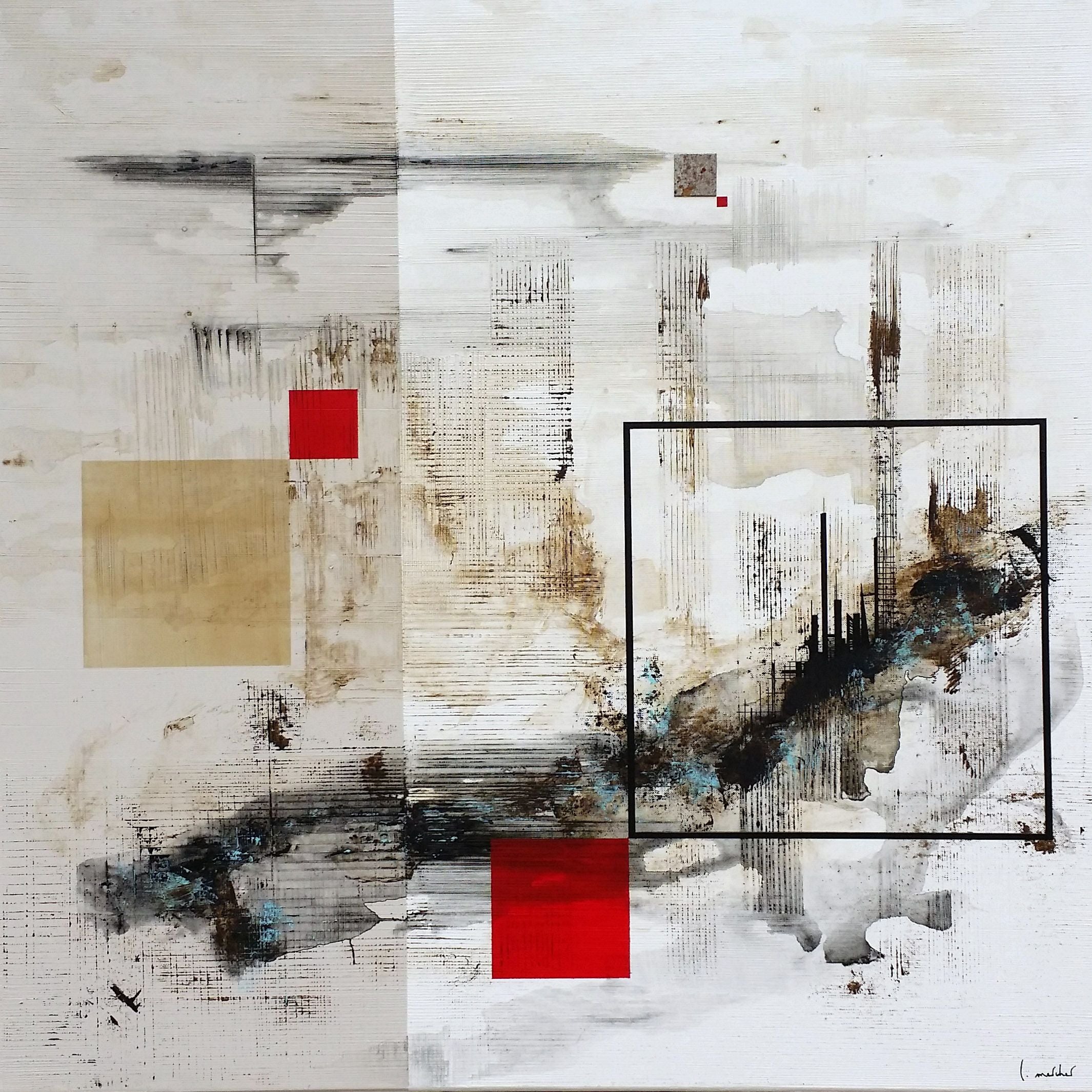 Toile abstraite grand format ZONE – LUDOVIC MERCHER – 80 × 80 cm