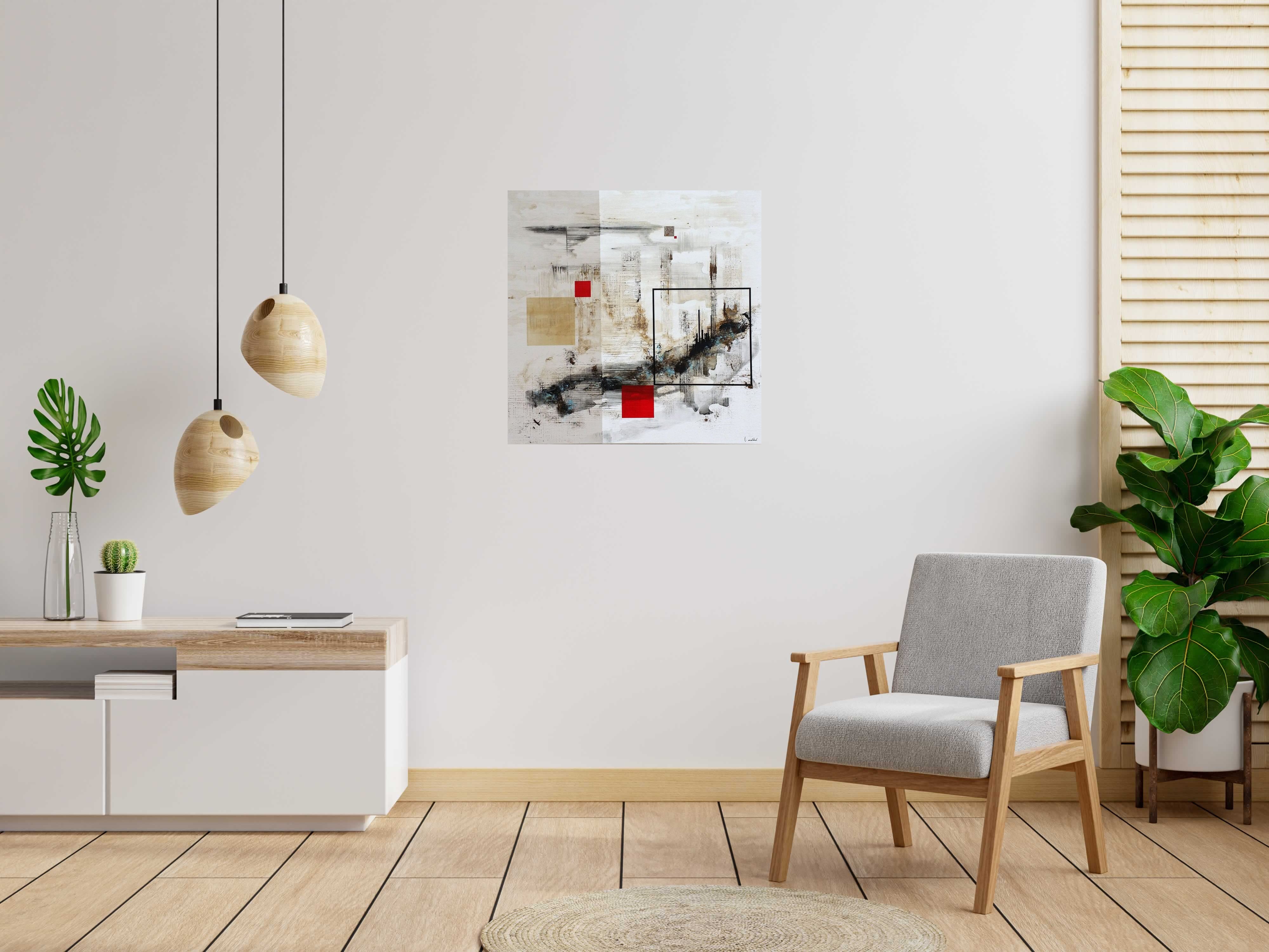 Toile ZONE de LUDOVIC MERCHER dans un intérieur – 80 × 80 cm
