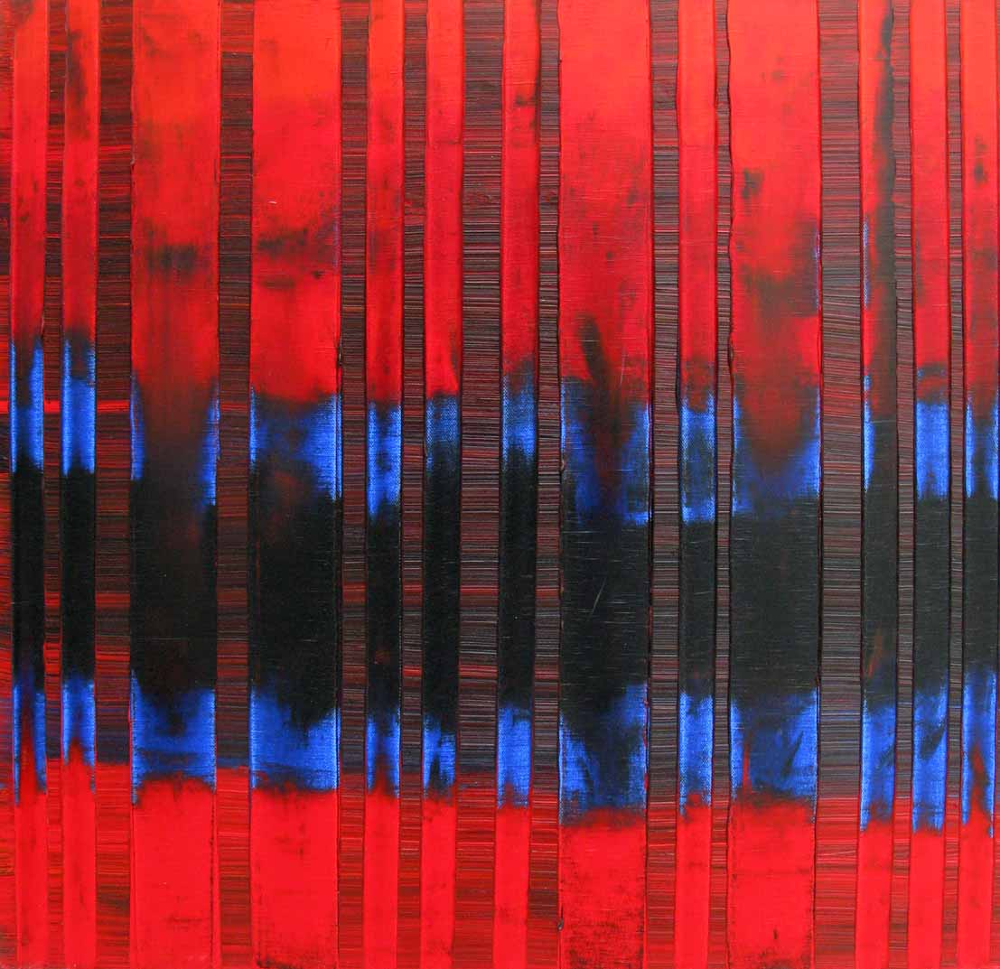 Toile abstraite moyen format PEINTURE AOUT 2019-07 – ALAIN BECANNE – 60 × 60 cm