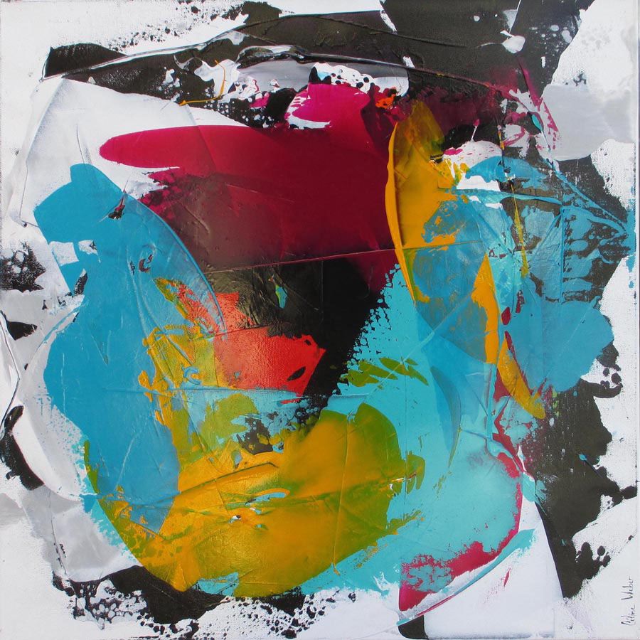 Toile abstraite moyen format ACIDULÉ 3 – CELINE WEBER – 60 × 60 cm