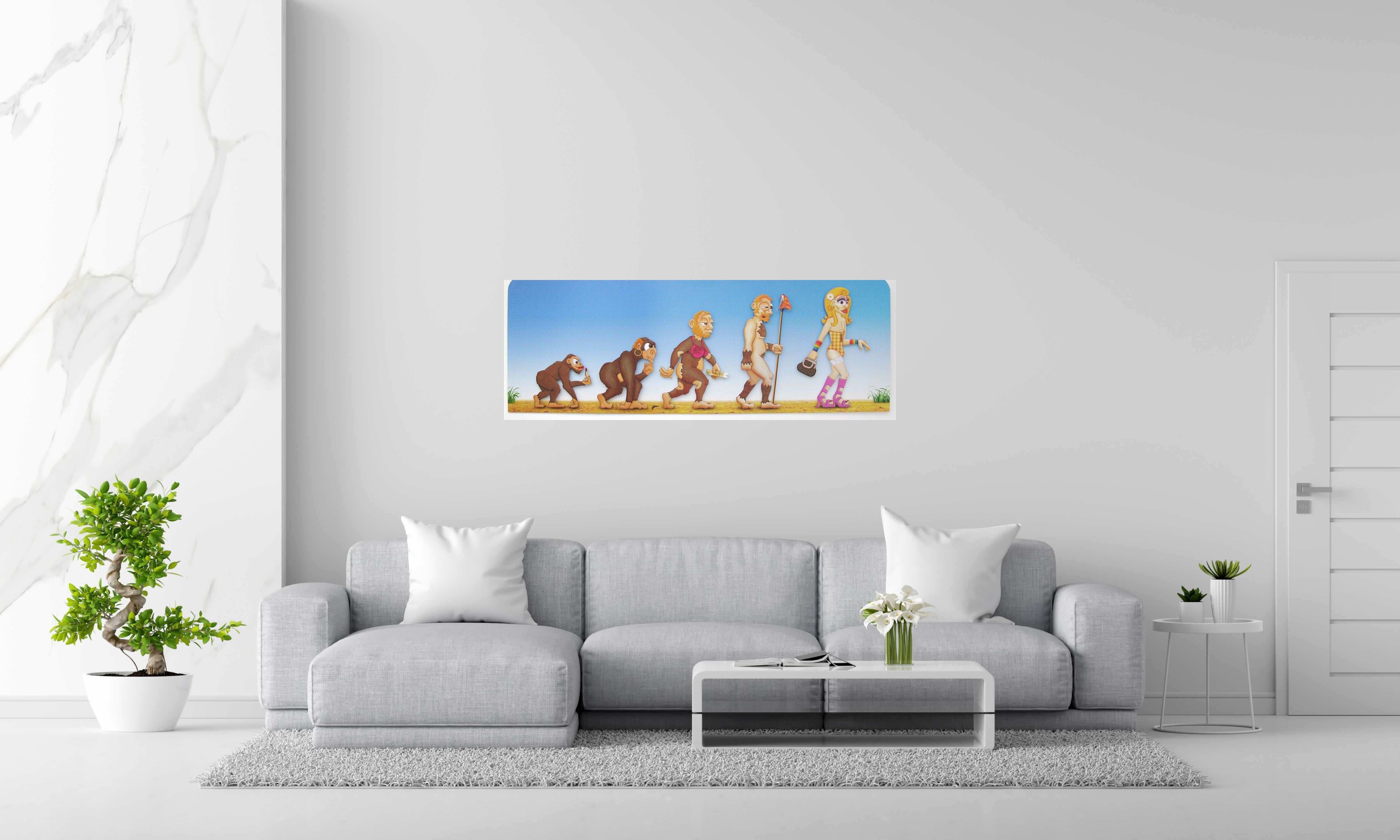 Toile Evolution de L'ARTISTE PITRE dans un intérieur – 140 × 50 cm