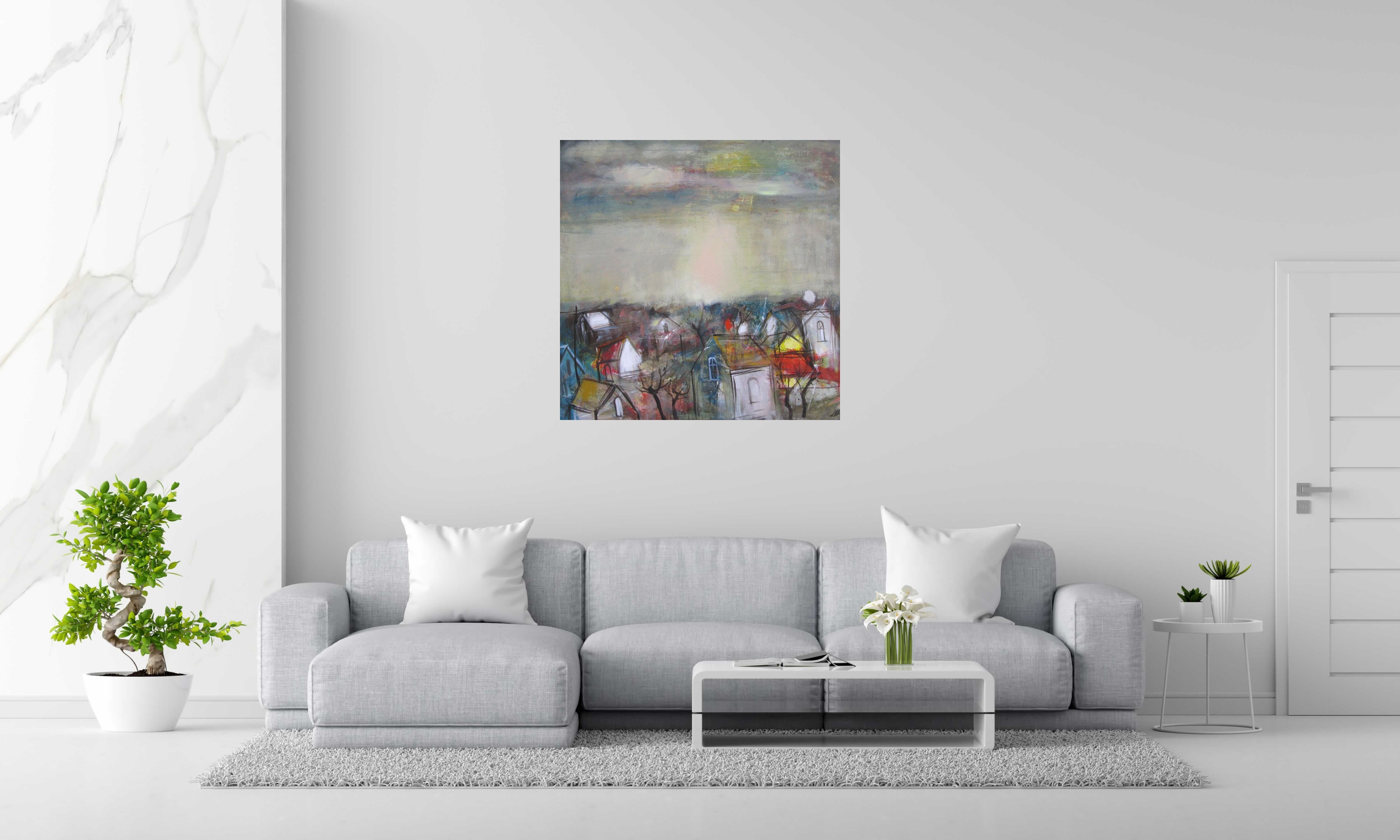 Toile HORIZON A de IVAN TZONEV dans un intérieur – 100 × 100 cm