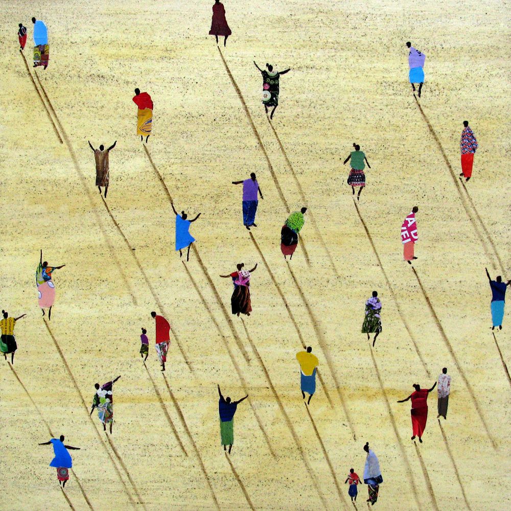 Toile figurative grand format SENEGAL – MARCOS ZRIHEN NOWOTNY – 80 × 80 cm