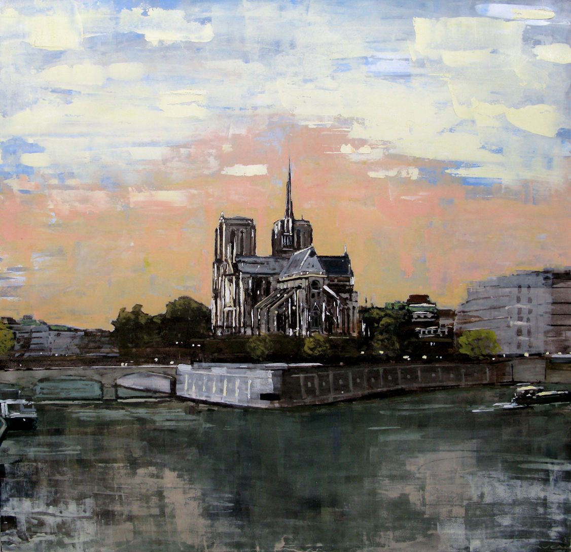 Toile figurative grande taille Notre dame de paris – ADRIEN FAVEAU – 120 × 120 cm