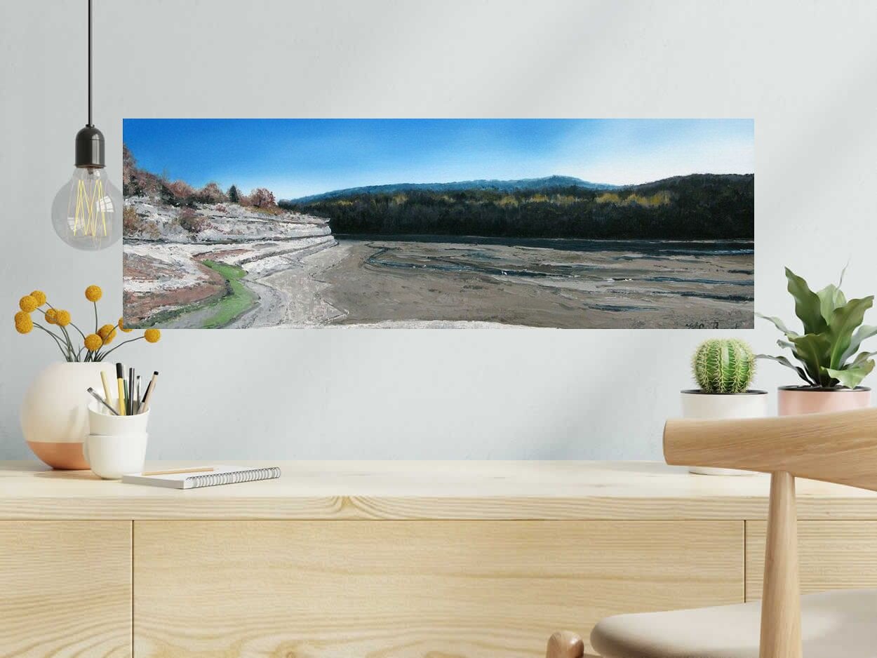 Toile VILLERS LE LAC de ELISE BARAT dans un intérieur – 30 × 90 cm