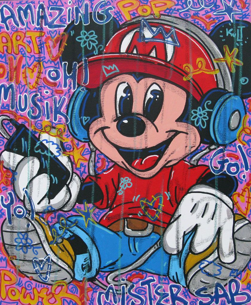 Toile figurative moyen format pop musik – RICO SAB – 50 × 61 cm