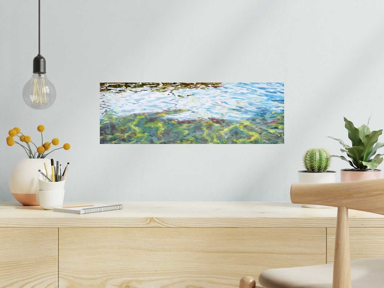 Toile ONDE CLAIRE de ELISE BARAT dans un intérieur – 20 × 60 cm