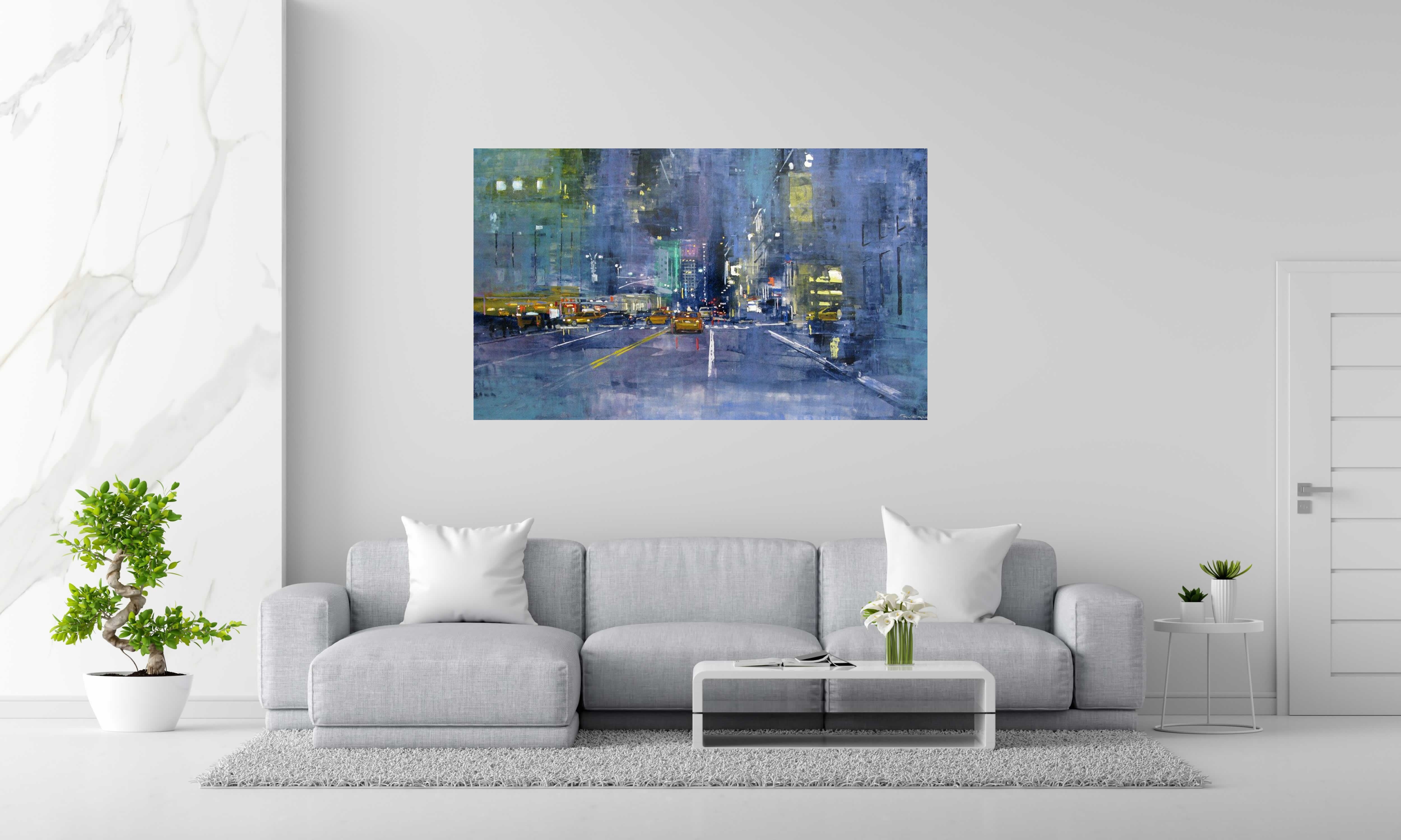 Toile 34TH STREET'S COLORS de ADRIEN FAVEAU dans un intérieur – 97 × 162 cm