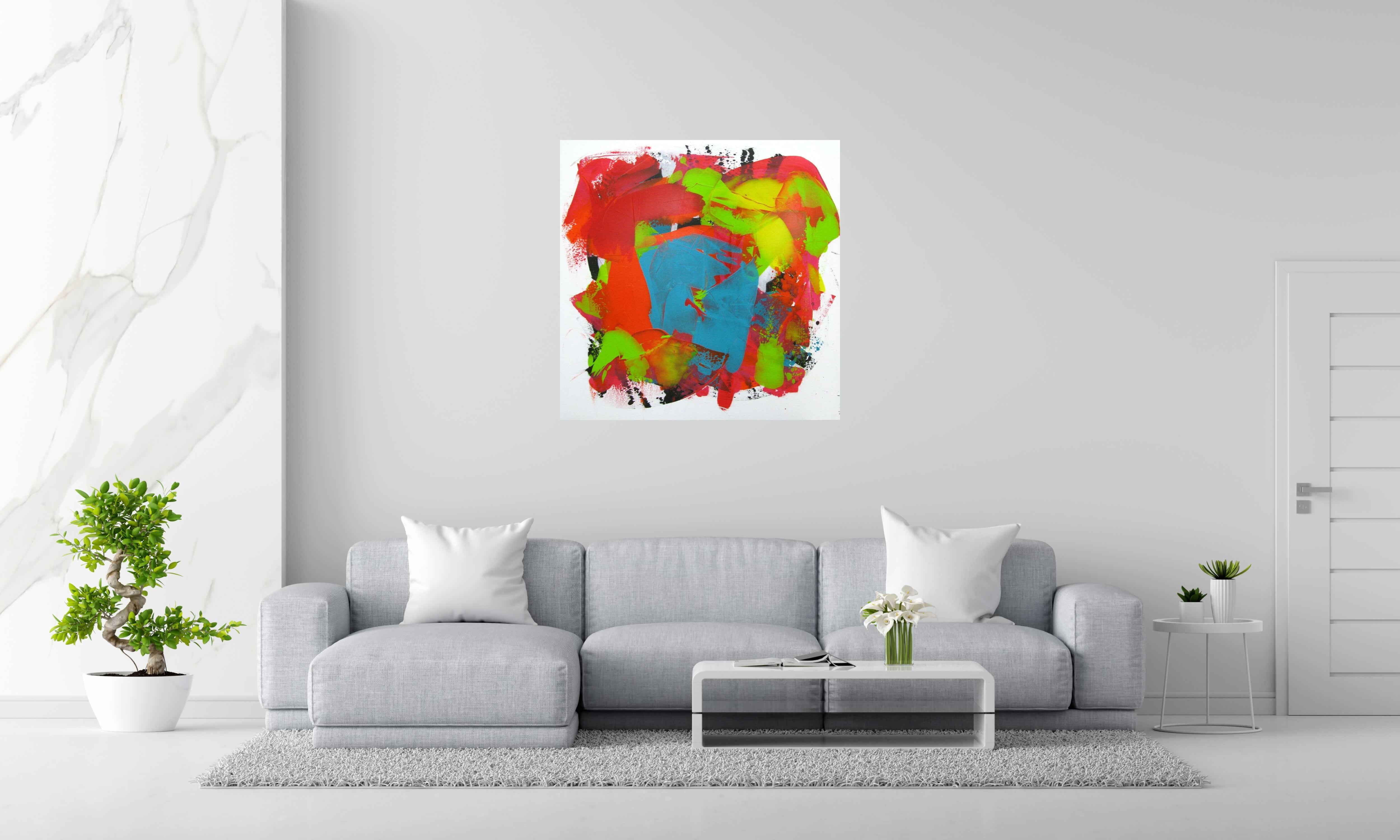 Toile CALIENTE de CELINE WEBER dans un intérieur – 100 × 100 cm