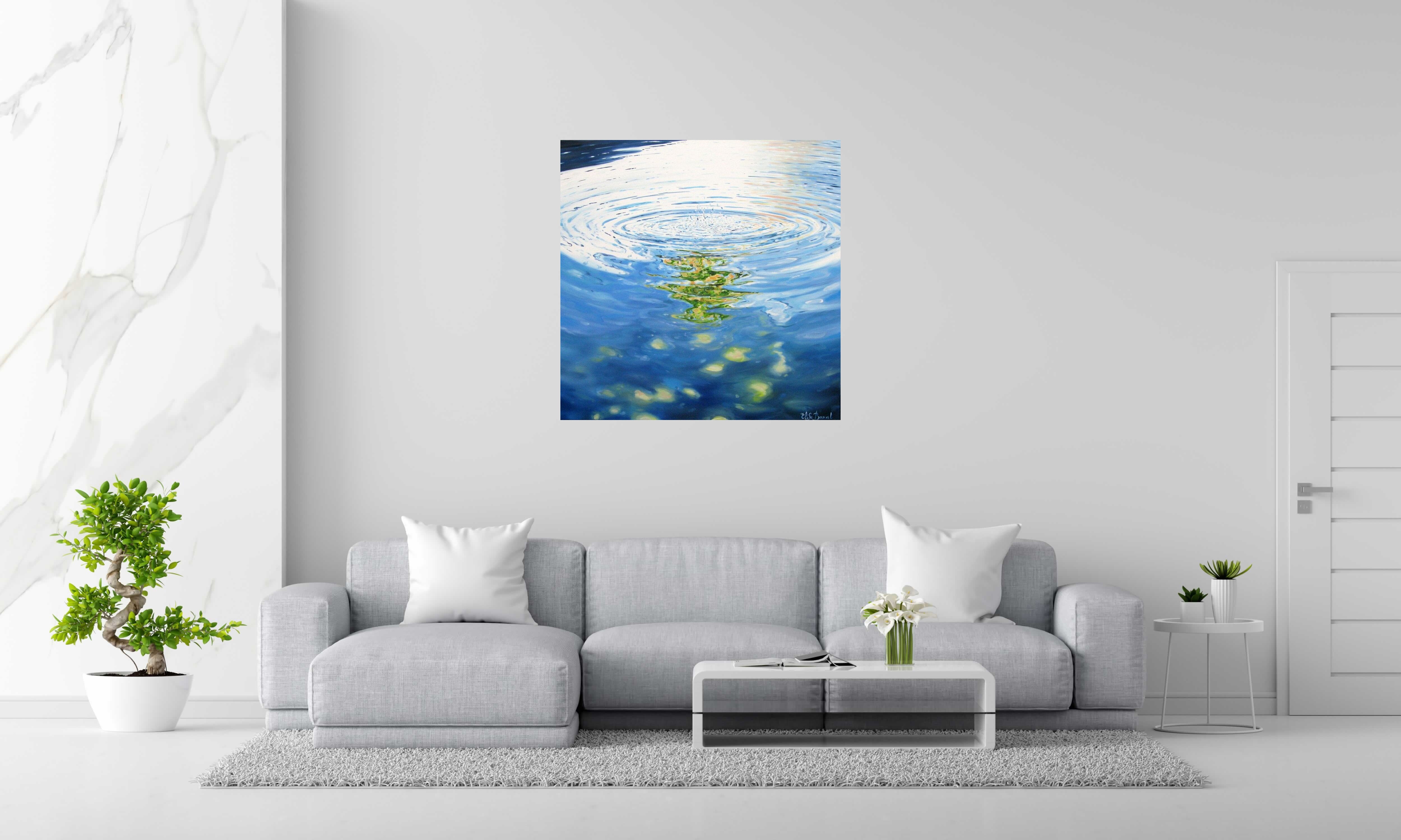 Toile PLONGEON XXI de ELISE BARAT dans un intérieur – 100 × 100 cm