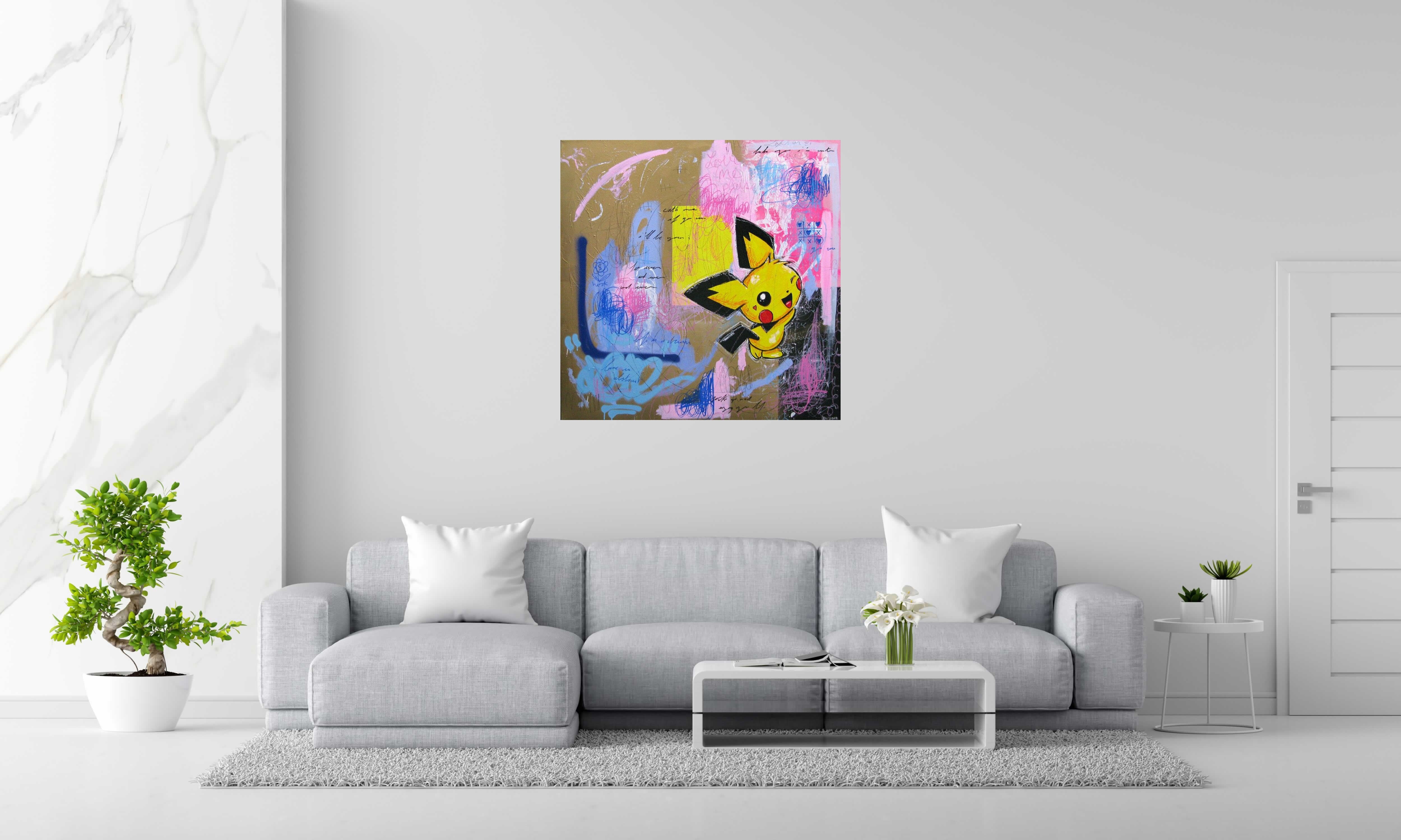 Toile ENJOY de ONIZBAR dans un intérieur – 100 × 100 cm