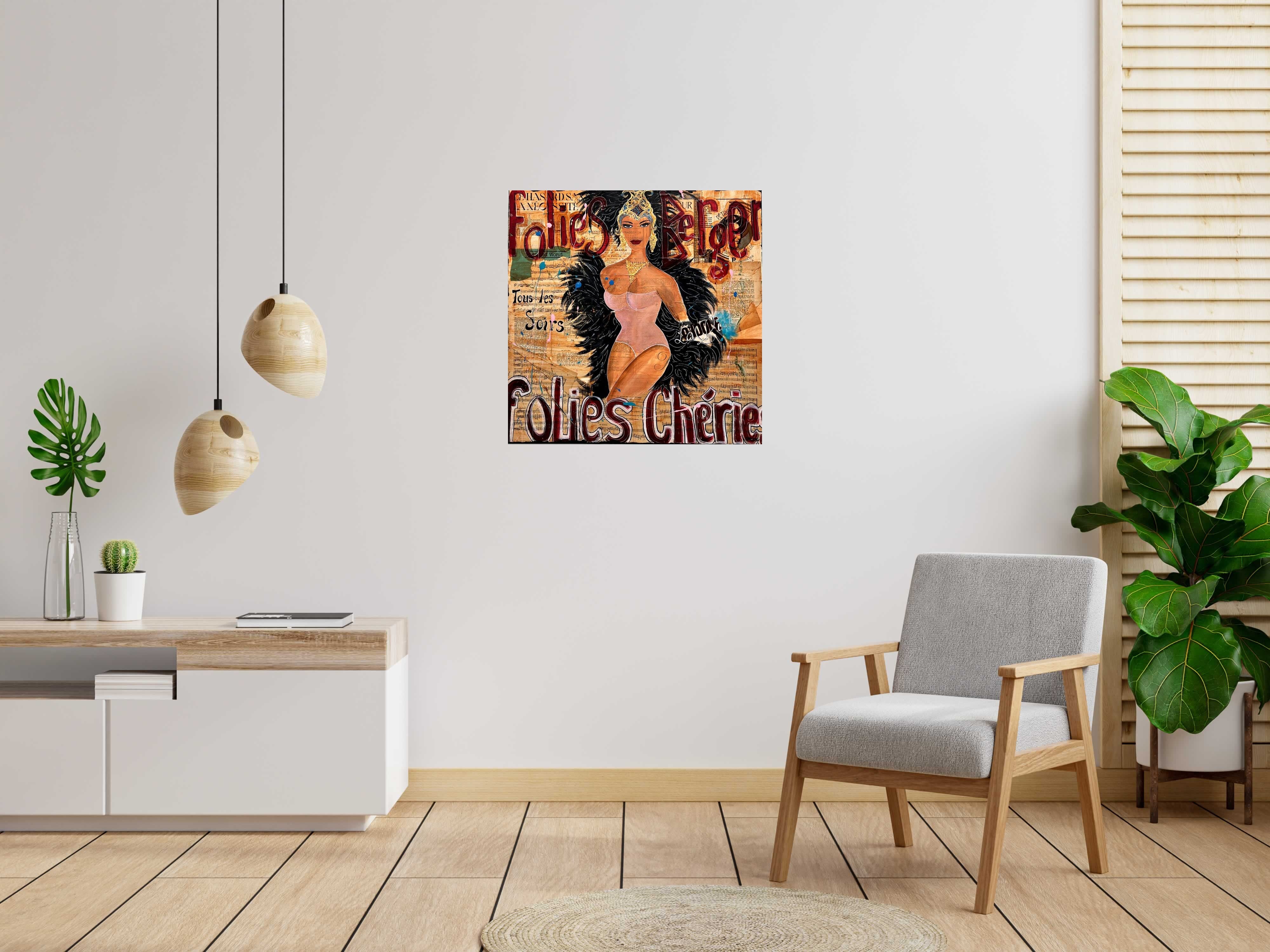 Toile FOLIES BERGERES de CACOU dans un intérieur – 80 × 80 cm