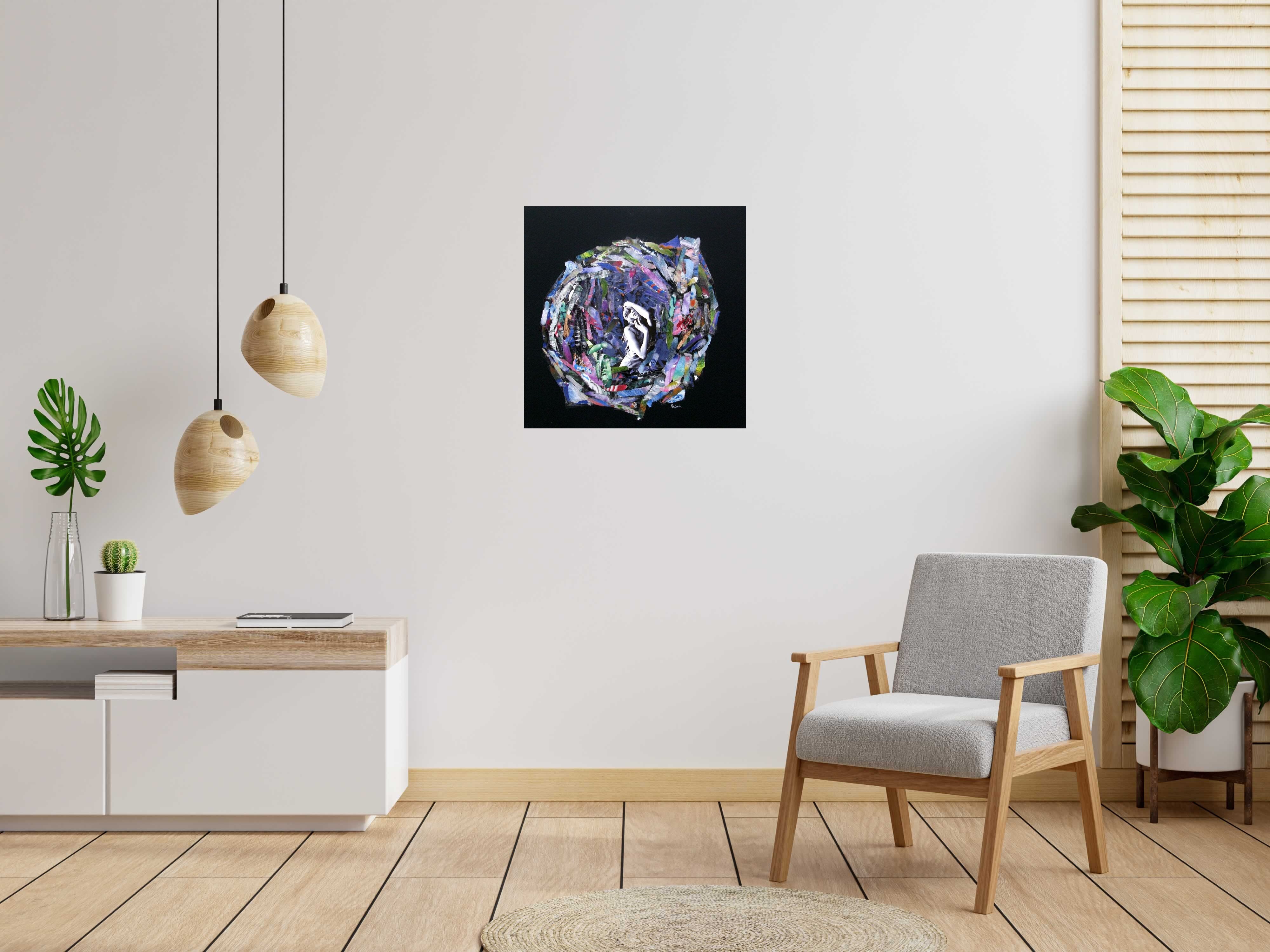 Toile Swift eyes de FLOREPEA dans un intérieur – 70 × 70 cm