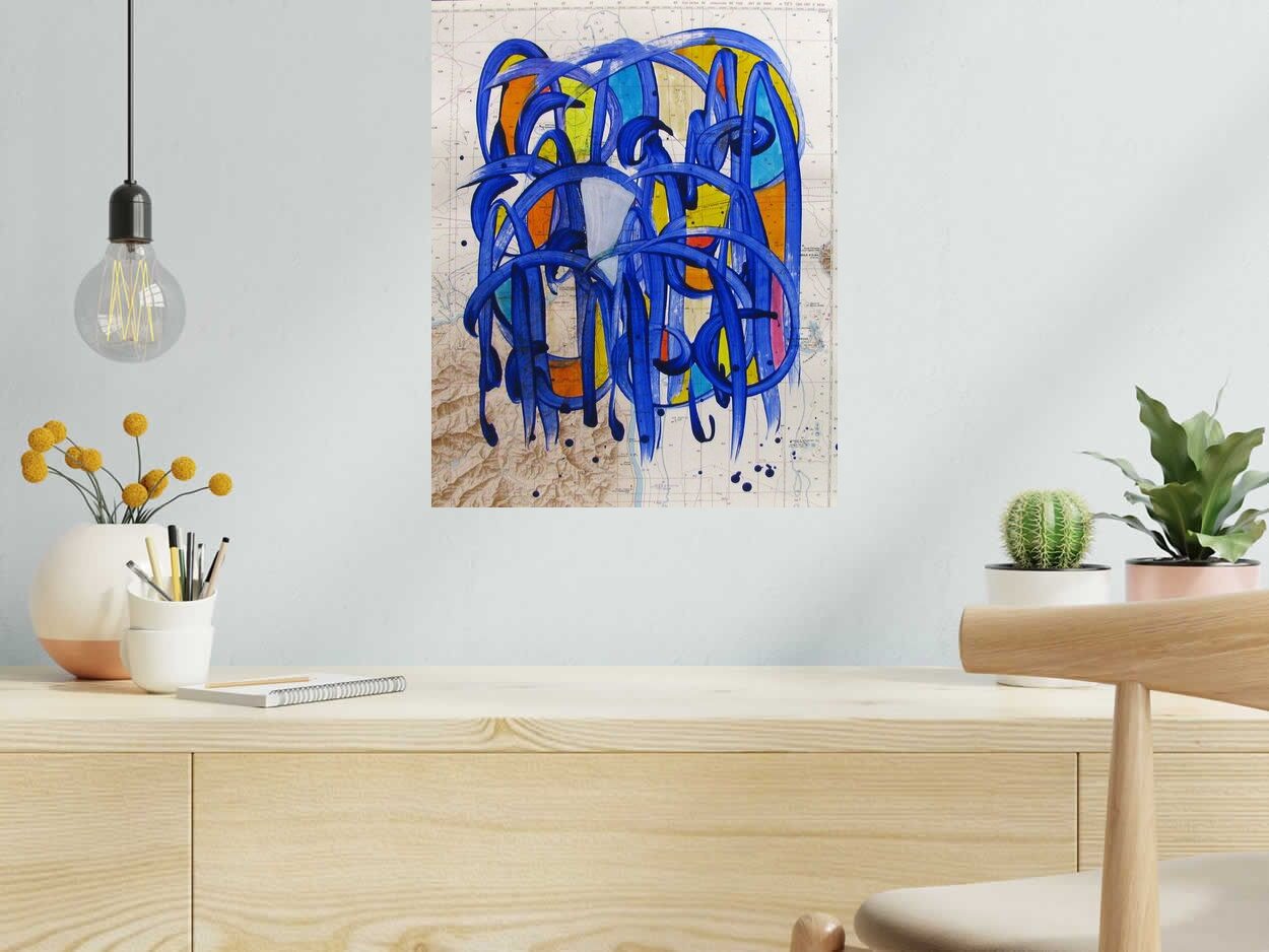 Toile NONAME CARTE MARITIME N°18 de STEPHANE RIME dans un intérieur – 50 × 40 cm