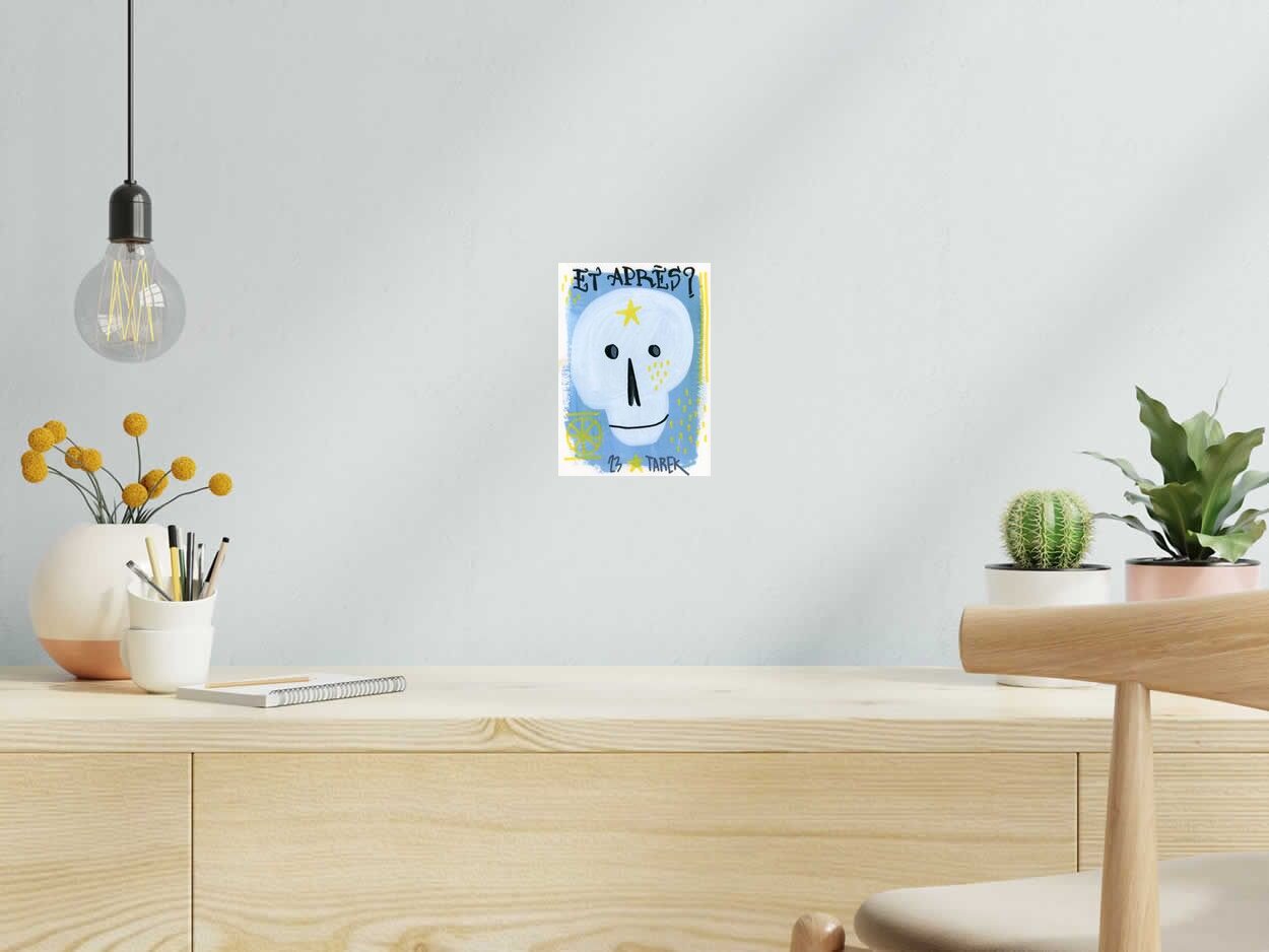 Toile Et après ? de TAREK dans un intérieur – 15 × 21 cm