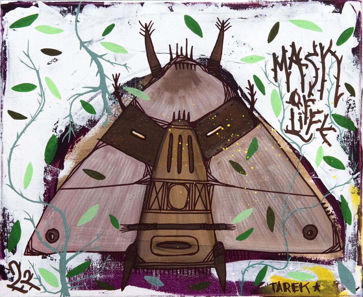 Toile graphique petit format Mask of life – TAREK – 38 × 46 cm