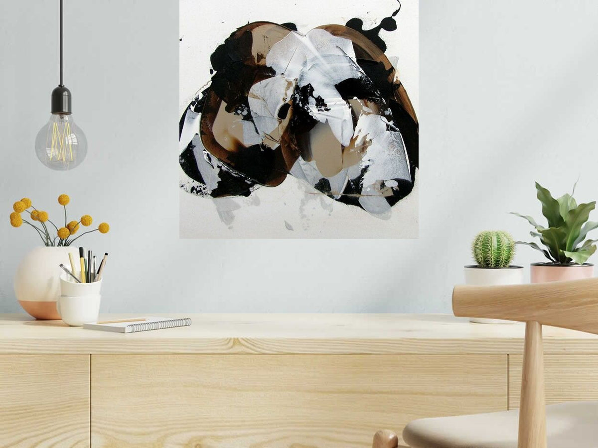 Toile CAPPUCCINO 1 de CELINE WEBER dans un intérieur – 50 × 50 cm