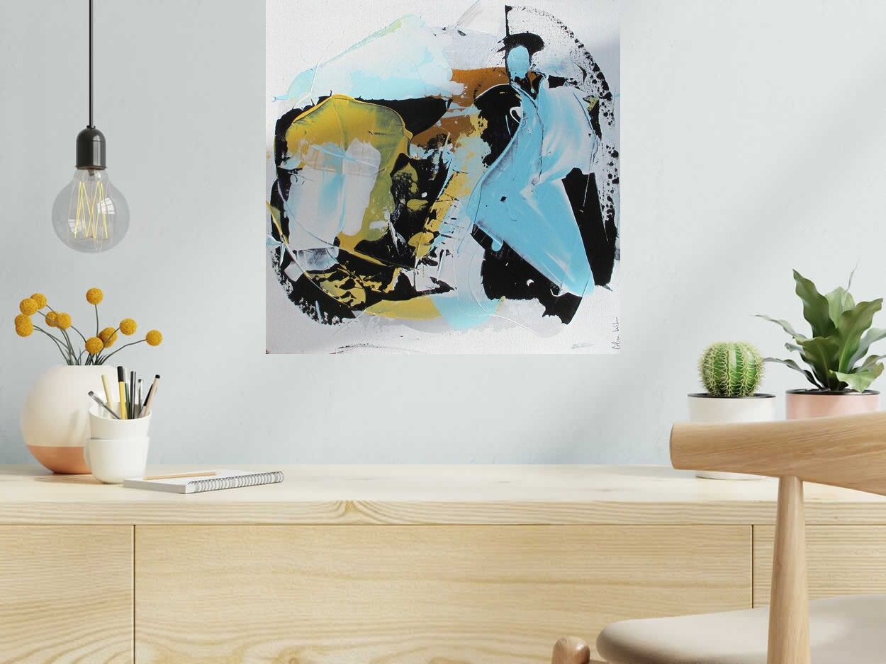 Toile VINTAGE 2 de CELINE WEBER dans un intérieur – 50 × 50 cm