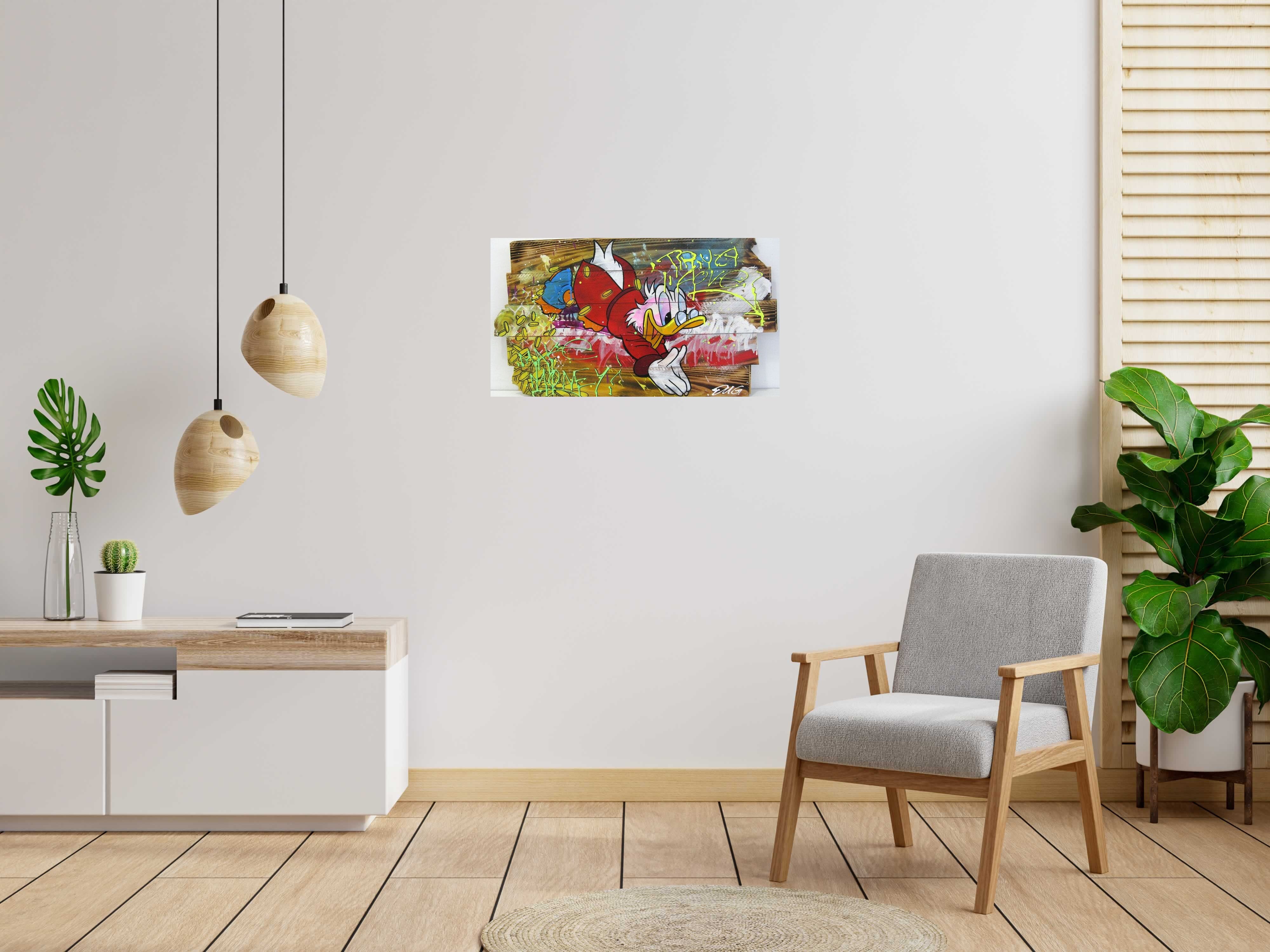 Toile SWIMMING MONEY de JUG dans un intérieur – 50 × 91 cm