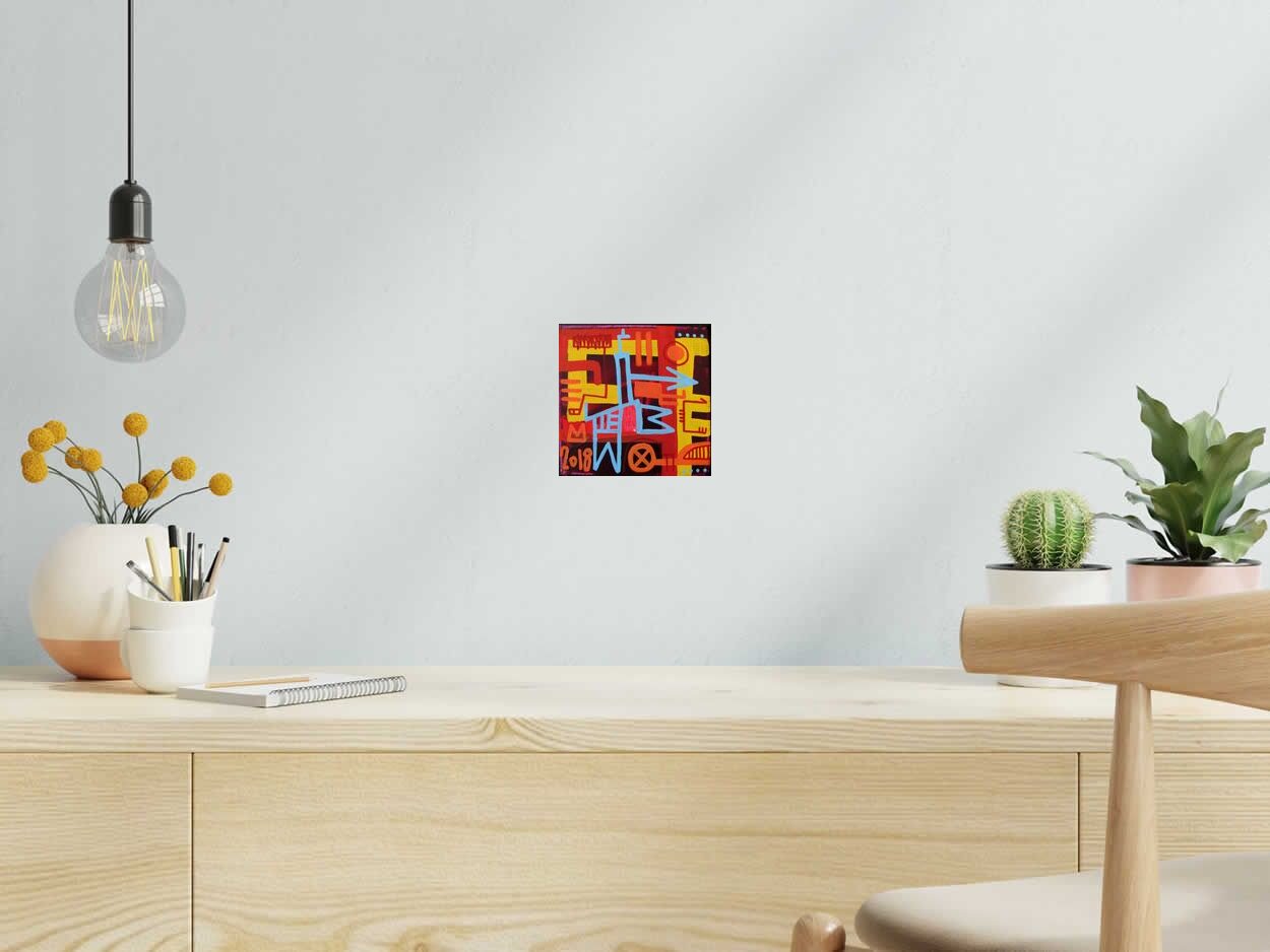 Toile GEOMETRIK 1 de TAREK dans un intérieur – 15 × 15 cm