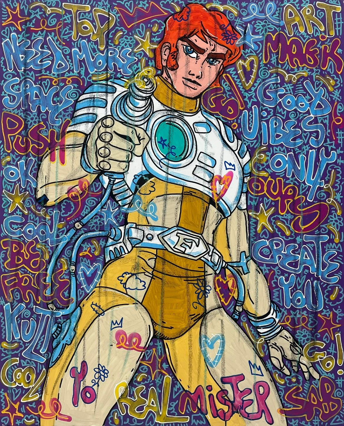 Toile street art format xxl Good Vibes K'ptain – RICO SAB – 80 × 100 cm