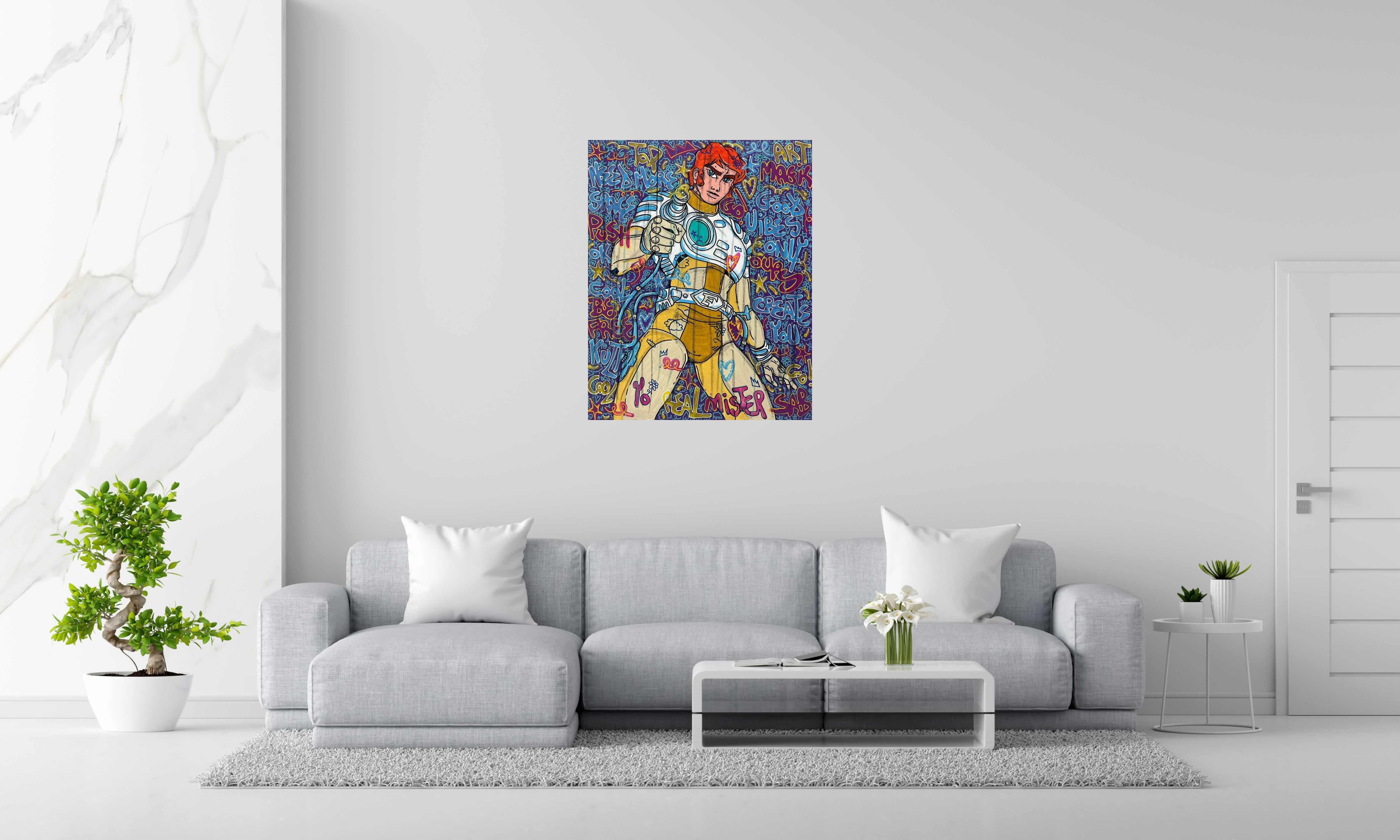 Toile Good Vibes K'ptain de RICO SAB dans un intérieur – 80 × 100 cm