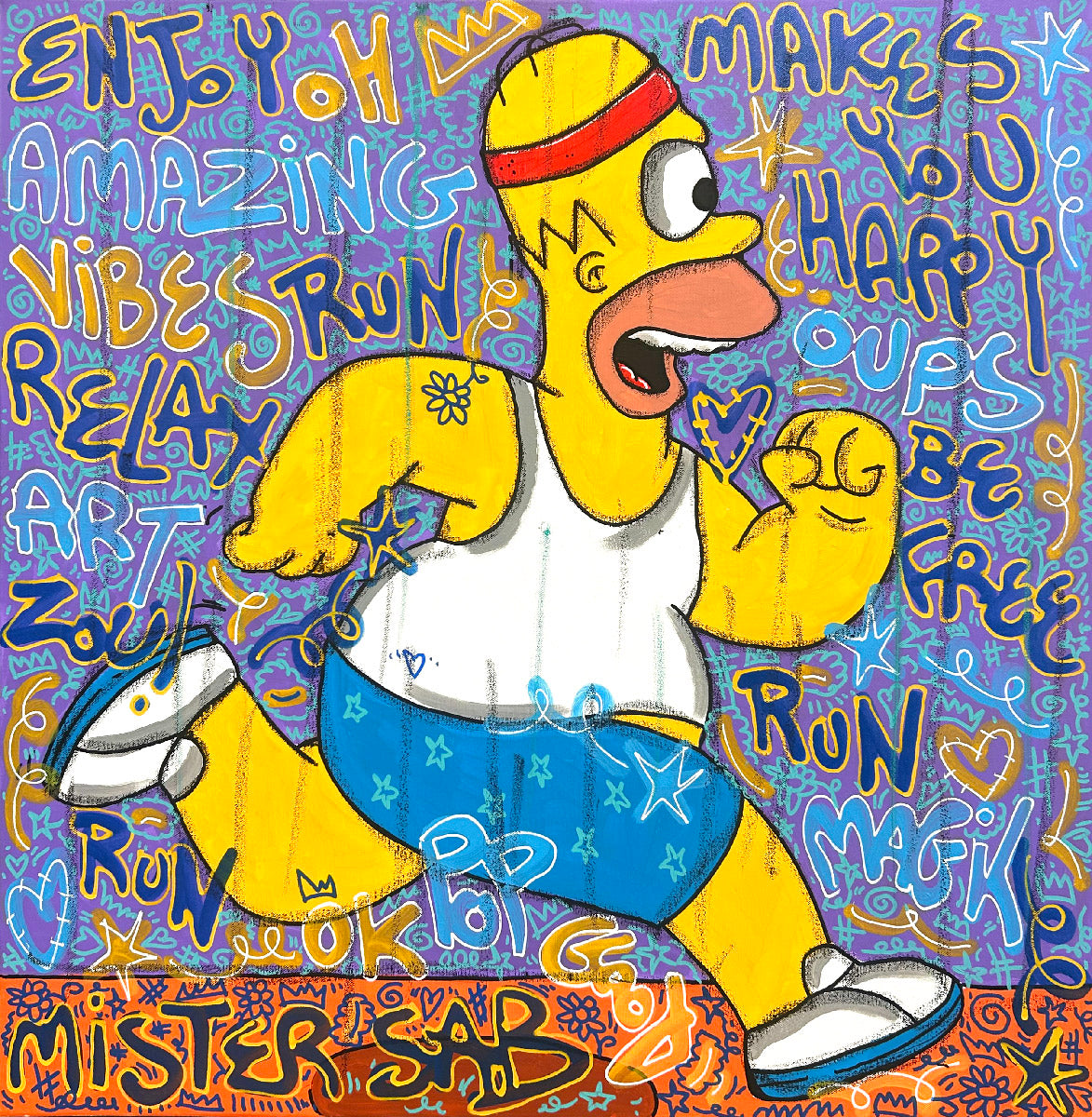 Toile street art format xxl violet Makes You Happy – RICO SAB – 80 × 80 cm