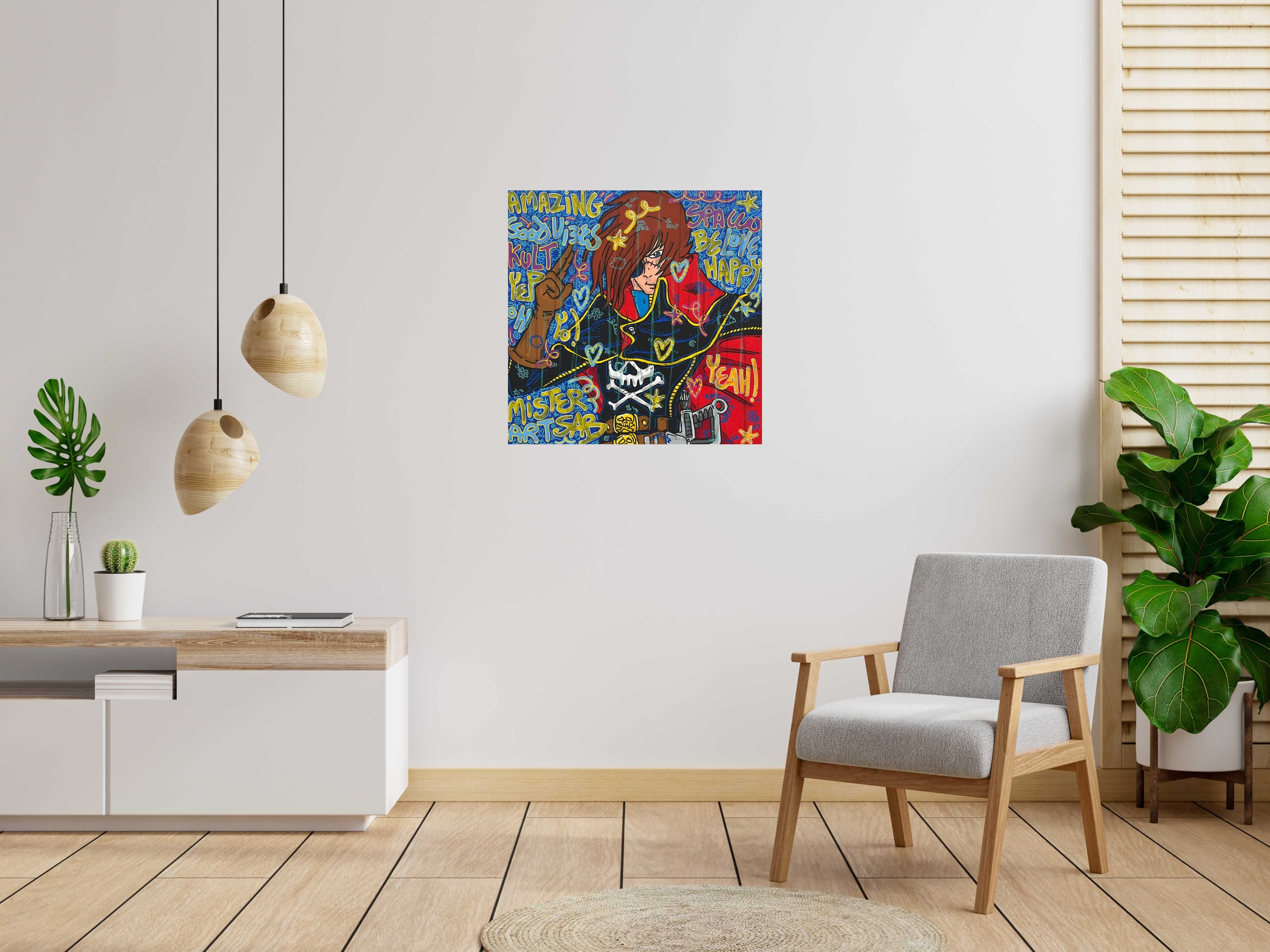 Toile Albator Yeah de RICO SAB dans un intérieur – 80 × 80 cm