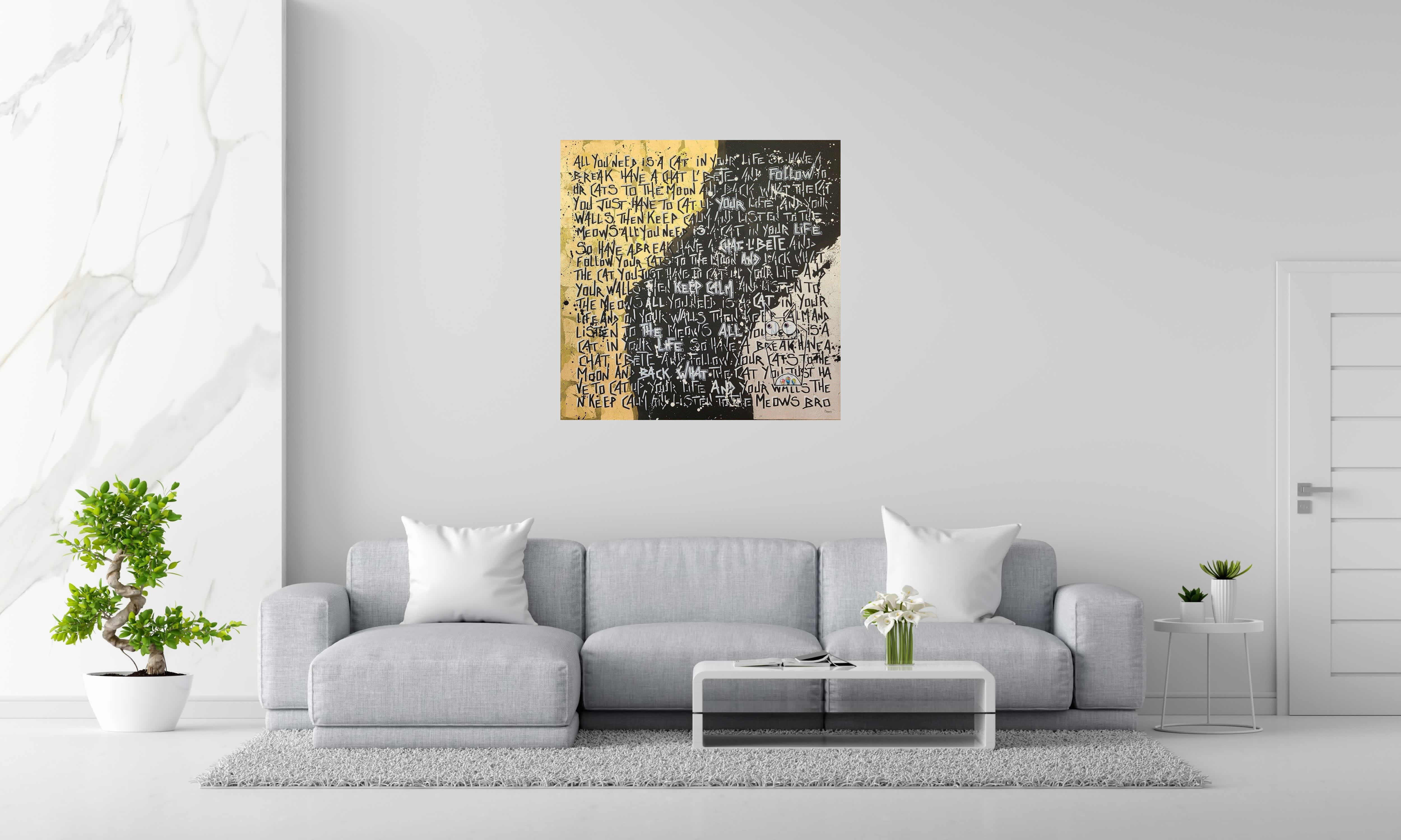 Toile The lone cat de Stephanie Godann dans un intérieur – 81 × 100 cm