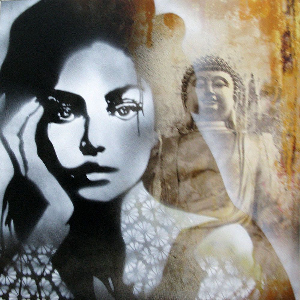 Toile street art moyen format SHANTI – KARO TRASS – 50 × 50 cm