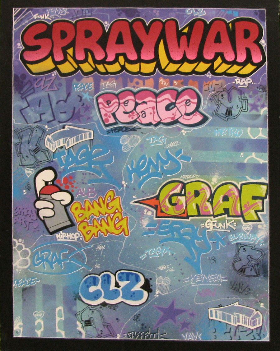 Toile street art moyen format SPRAY WAR – KENY – 65 × 50 cm