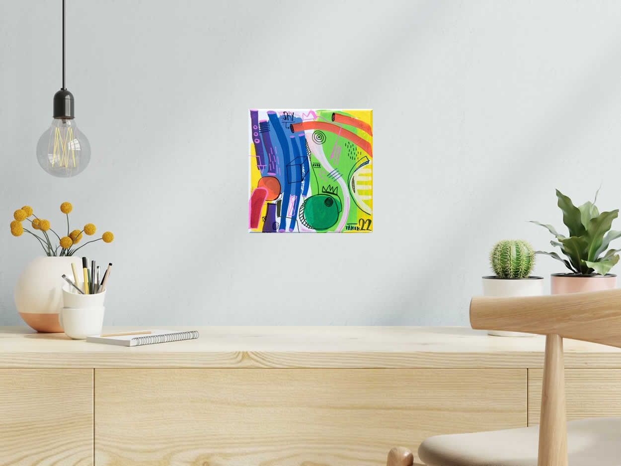Toile Geometrik 1 de TAREK dans un intérieur – 25 × 25 cm