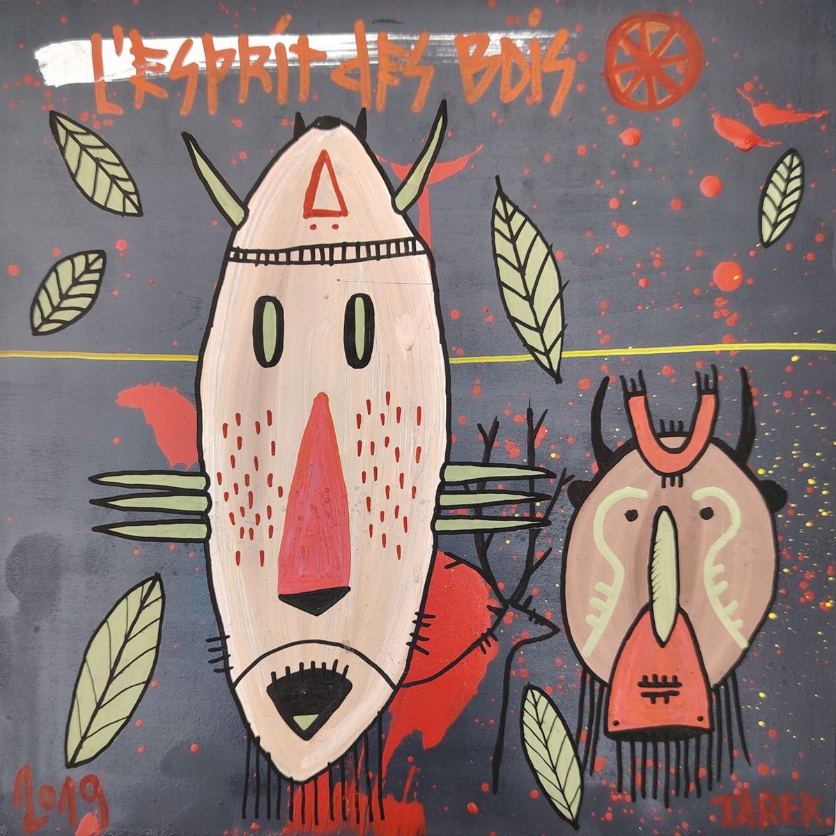 Toile street art petit format L'Esprit des bois – TAREK – 30 × 30 cm