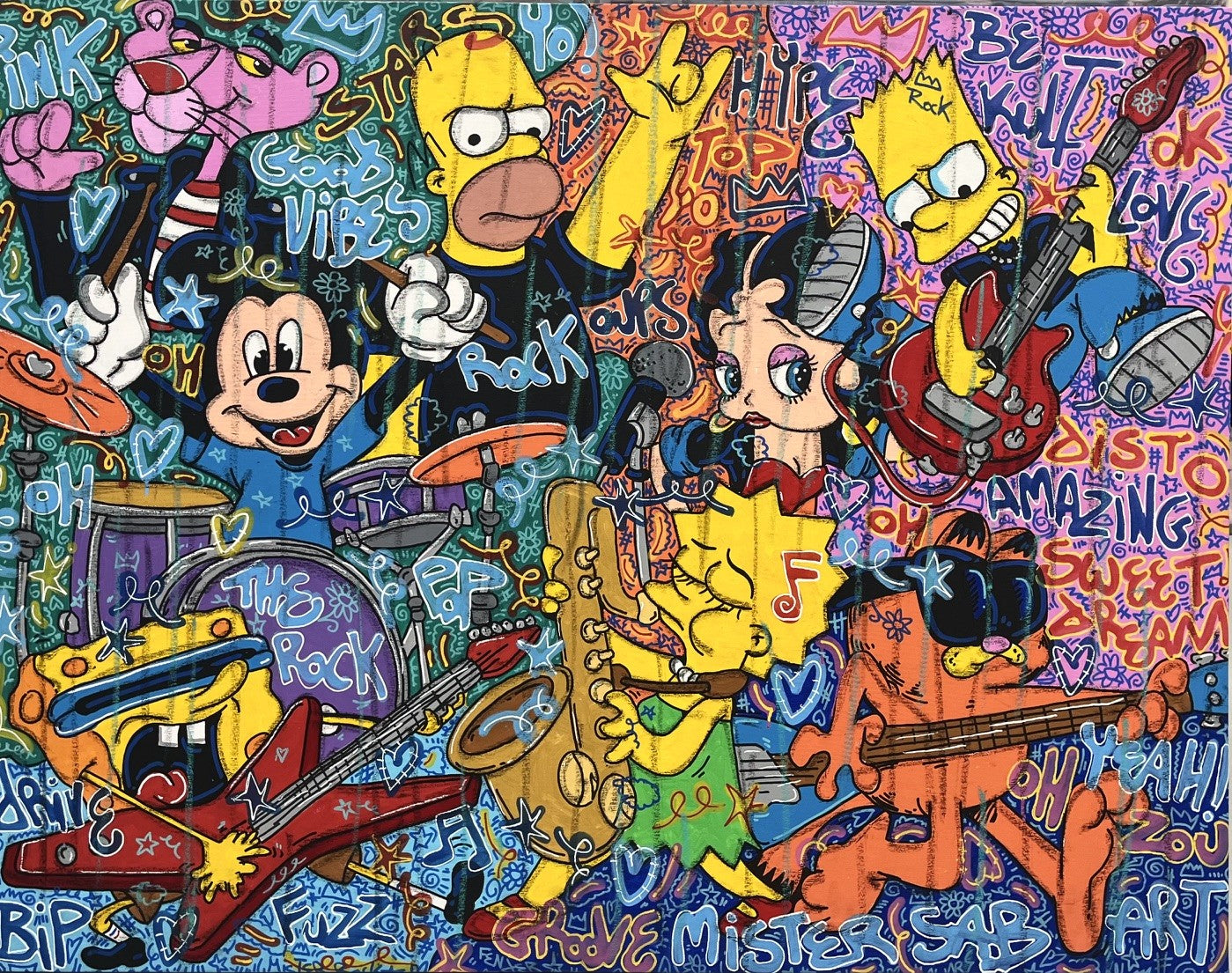 Toile urbaine format xxl Rock Music – RICO SAB – 114 × 146 cm
