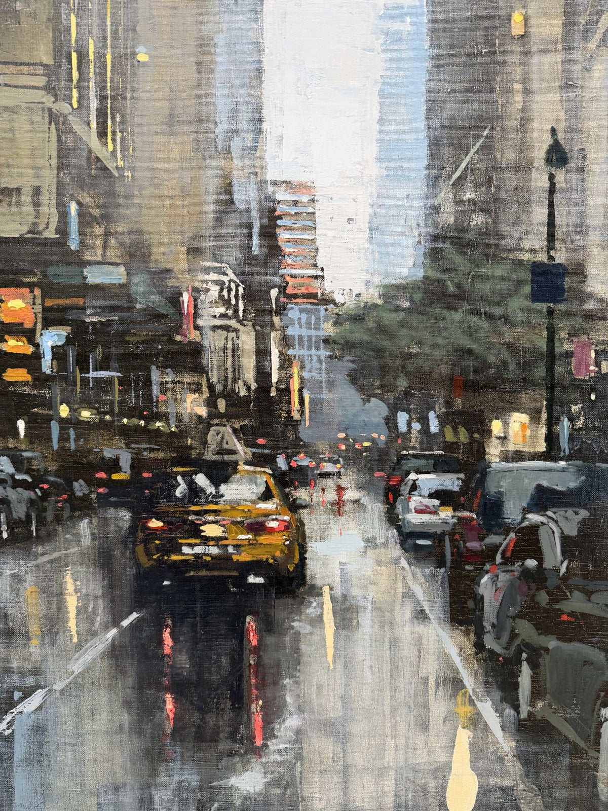 Toile Manhattan Rain de ADRIEN FAVEAU dans un intérieur – 120 × 120 cm