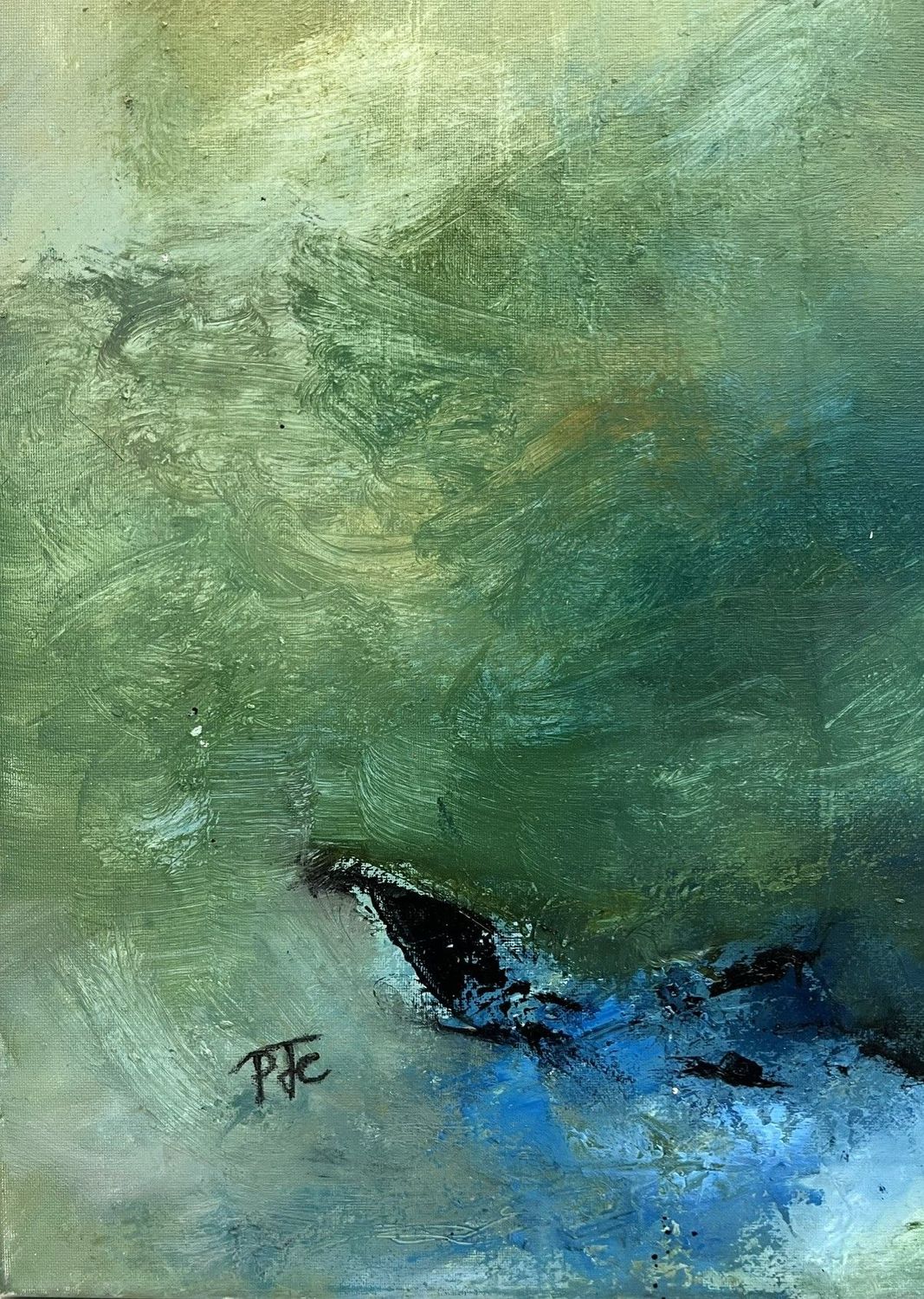 Tableau de PASCALE JACQUEMOND a pour titre  Verts style abstrait dim : PASCALE JACQUEMONDprix:850